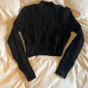 Black 525 America Turtleneck Crop Top Long Sleeve